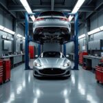 Luxury automotive workshop stockcake