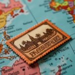 Vintage travel stamp stockcake