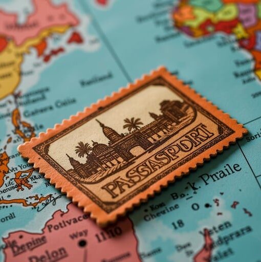 Vintage travel stamp stockcake